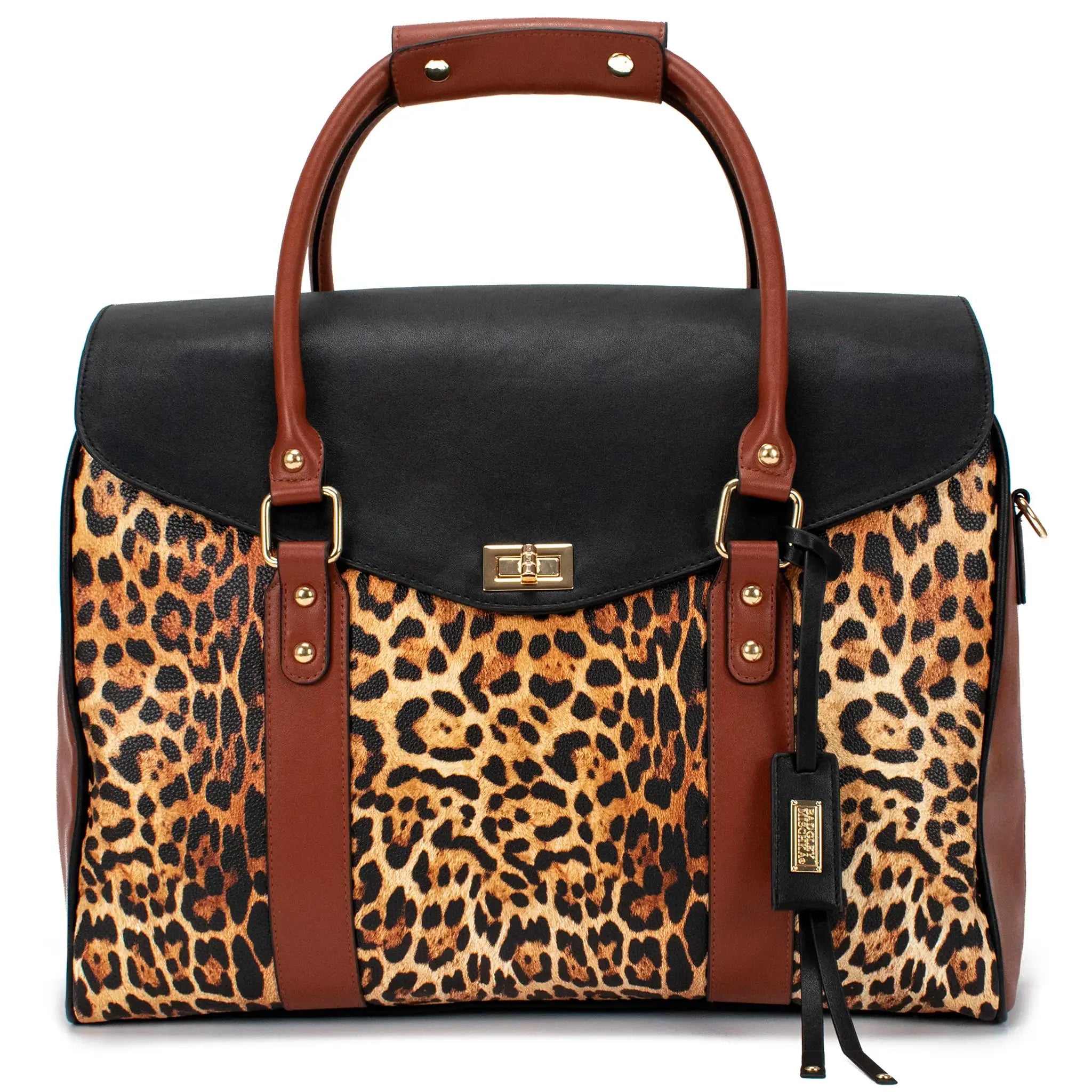 Leopard Vegan Leather Weekender Tote Bag