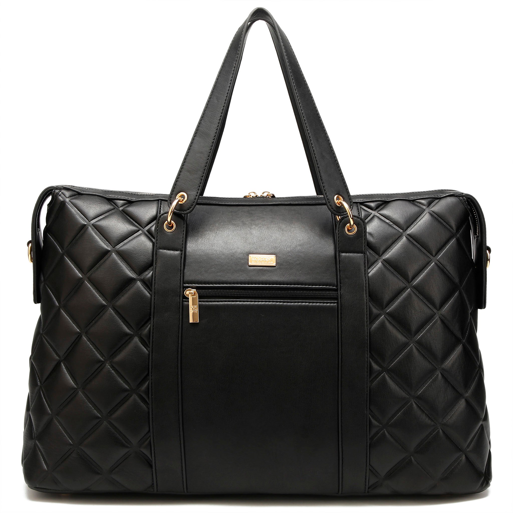 Diamond Quilted Vegan Leather Weekender Tote Bag