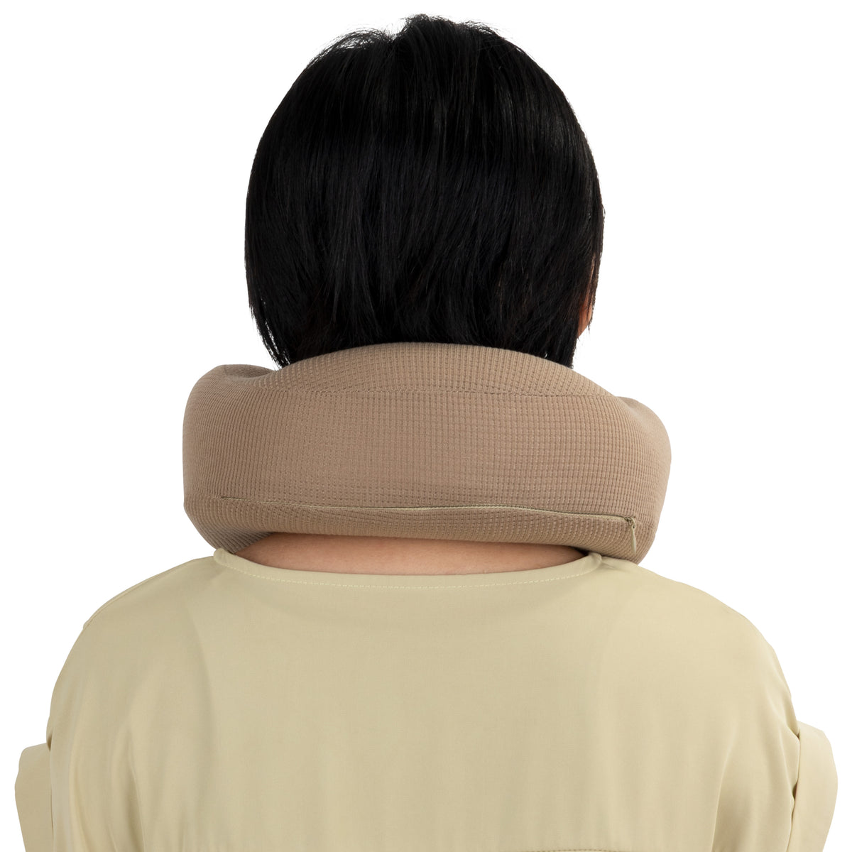 Ergonomic Waffle Memory Foam Travel Neck Pillow | Tan