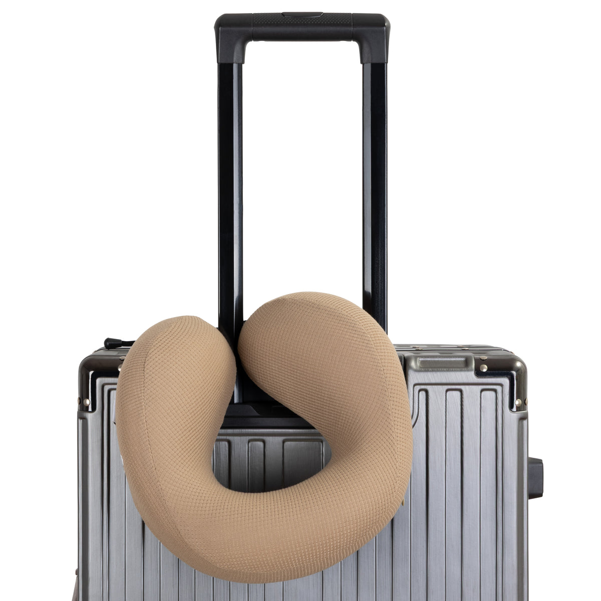 Ergonomic Waffle Memory Foam Travel Neck Pillow | Tan