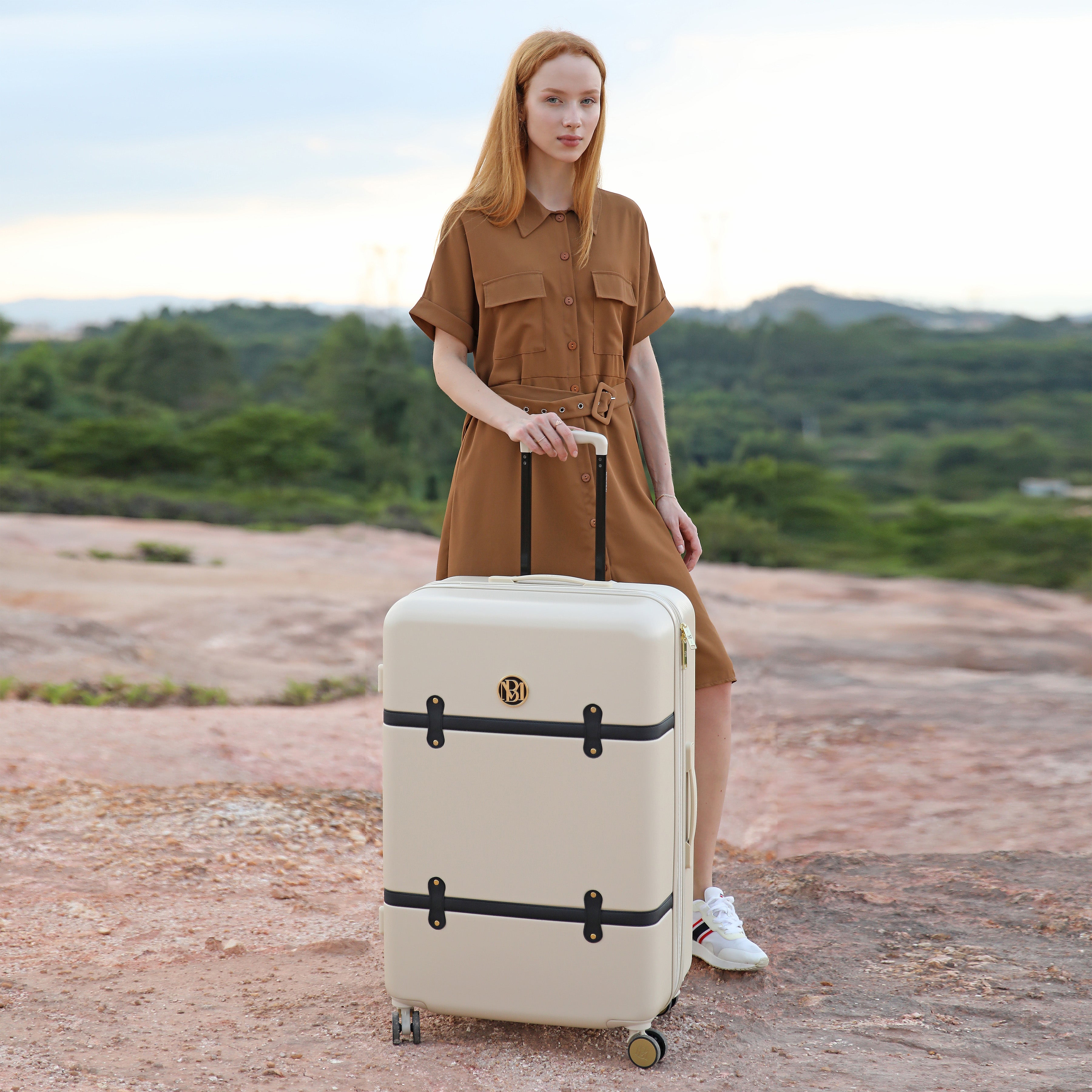 Grace 3 Piece Expandable Retro Luggage Set