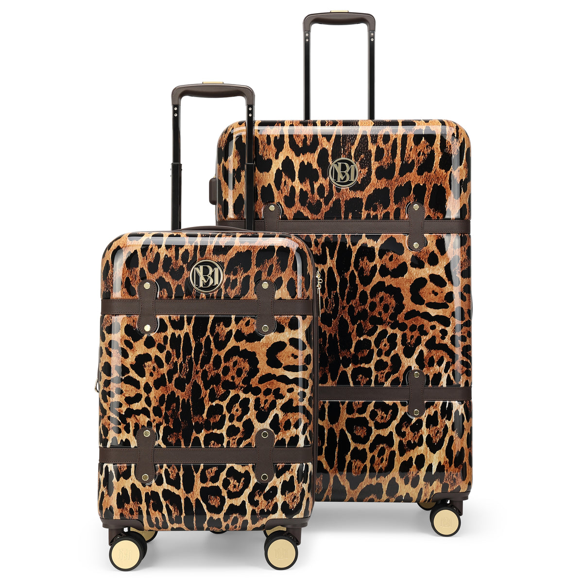 Leopard Lux 2 Piece Expandable Retro Luggage Set
