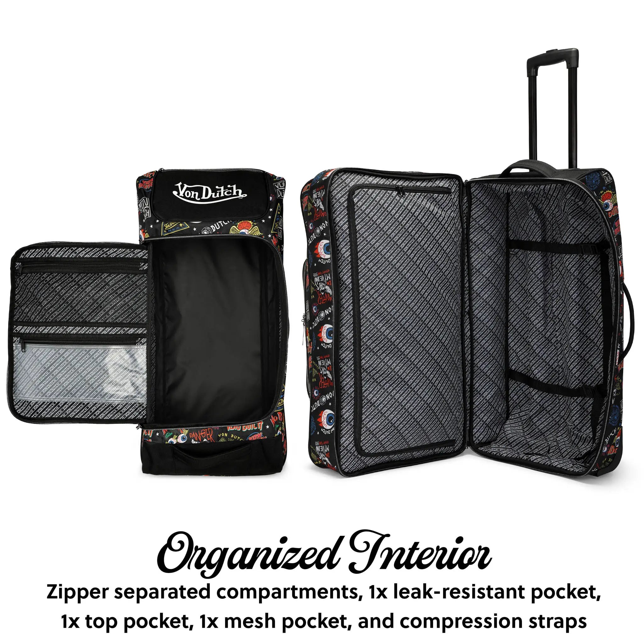 Jax Black 28" Checked Rolling Duffel