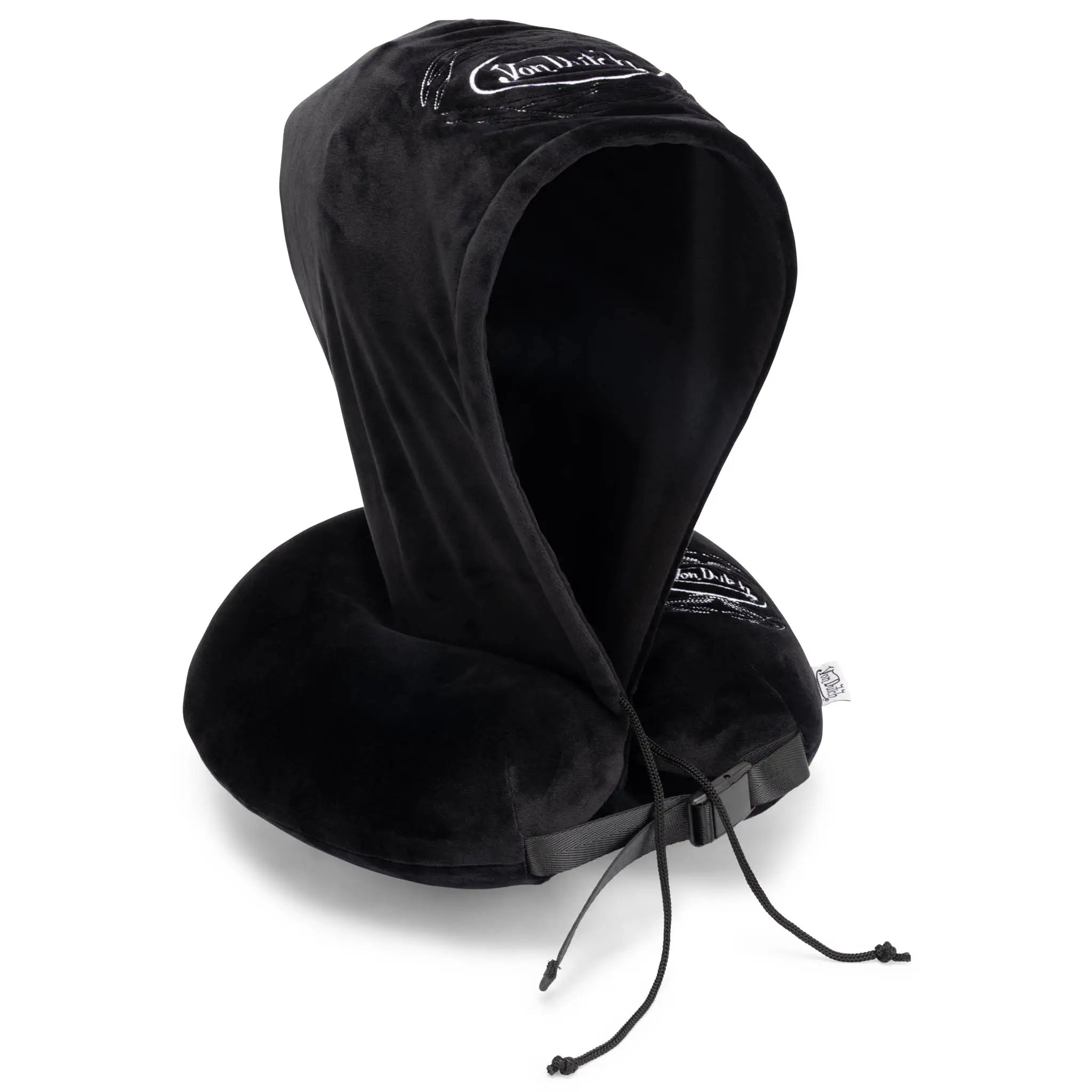 Pinstripe Hooded Memory Foam Travel Neck Pillow