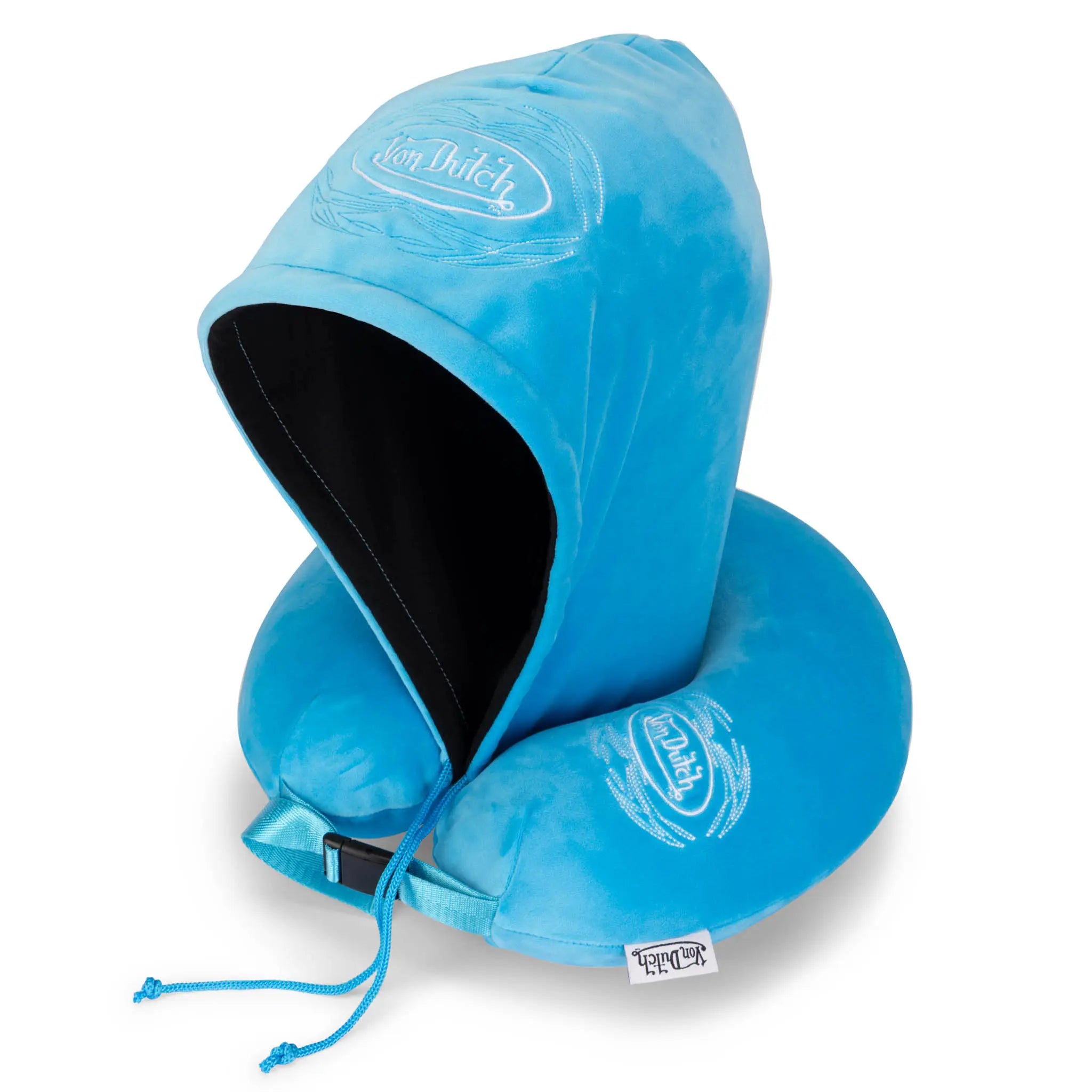 Pinstripe Hooded Memory Foam Travel Neck Pillow