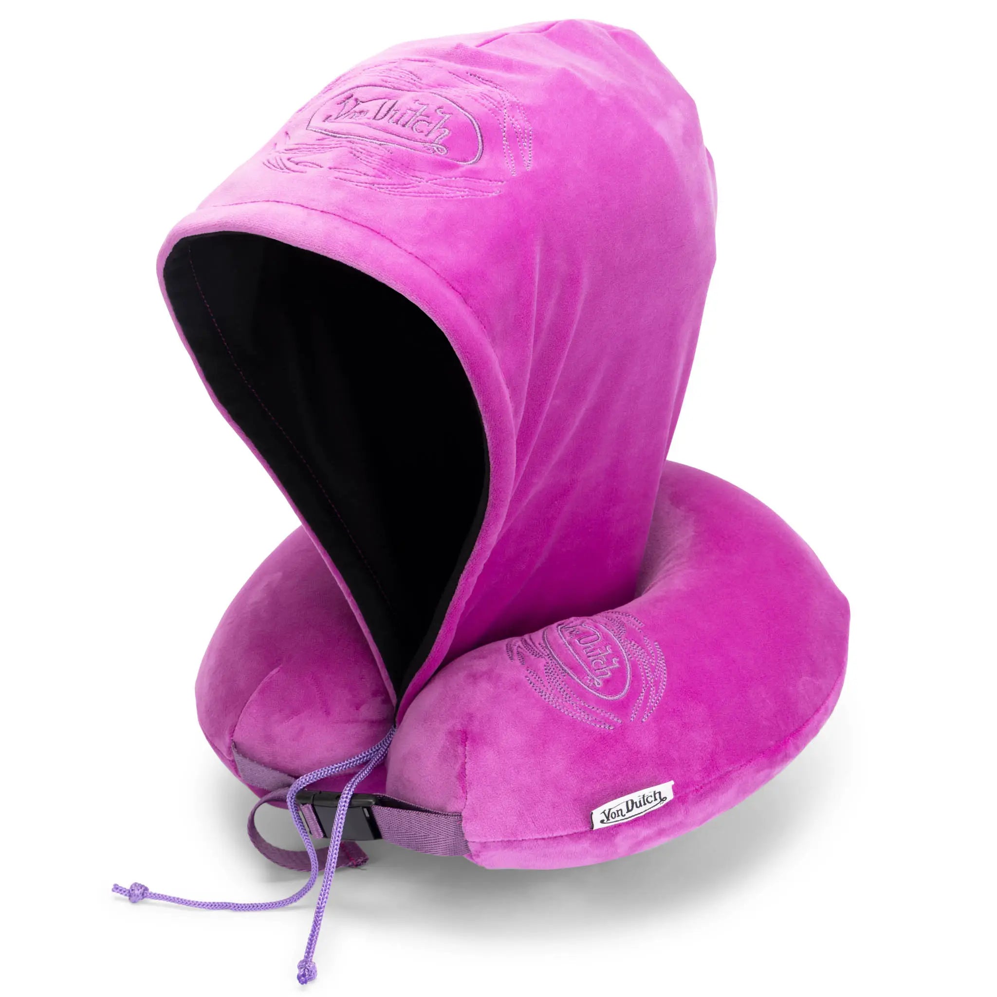 Pinstripe Hooded Memory Foam Travel Neck Pillow