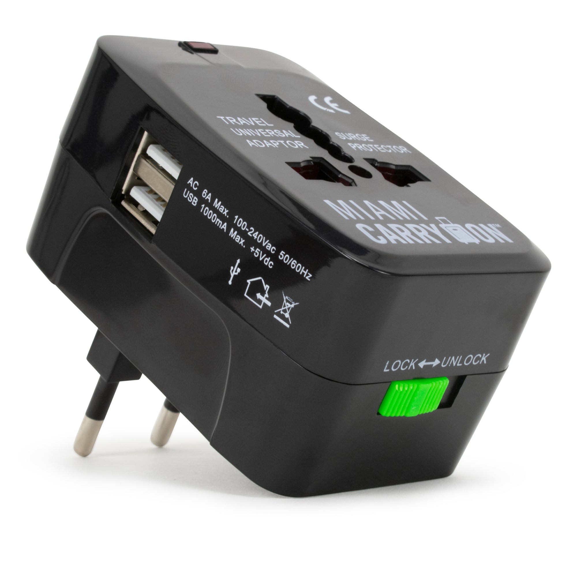 Adaptador de viaje internacional con puertos USB