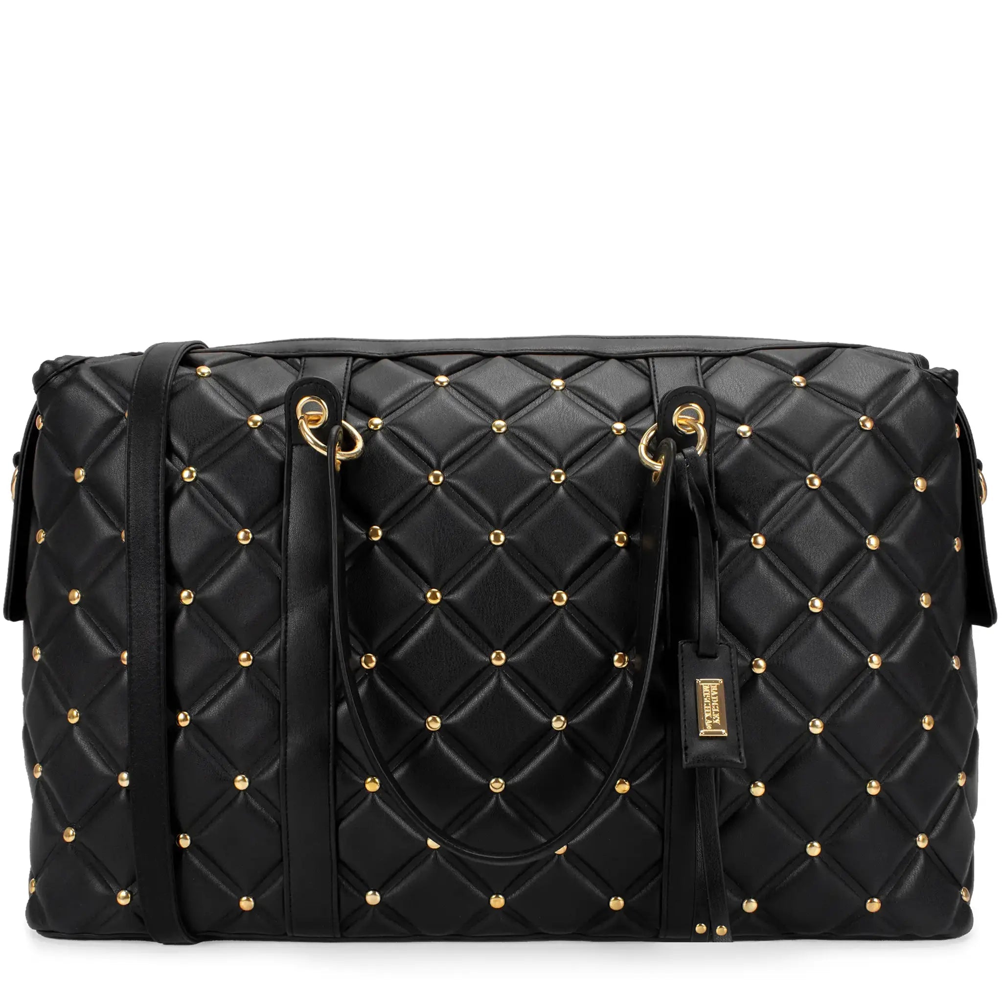 Diamond Quilted Vegan Leather Weekender Tote Bag