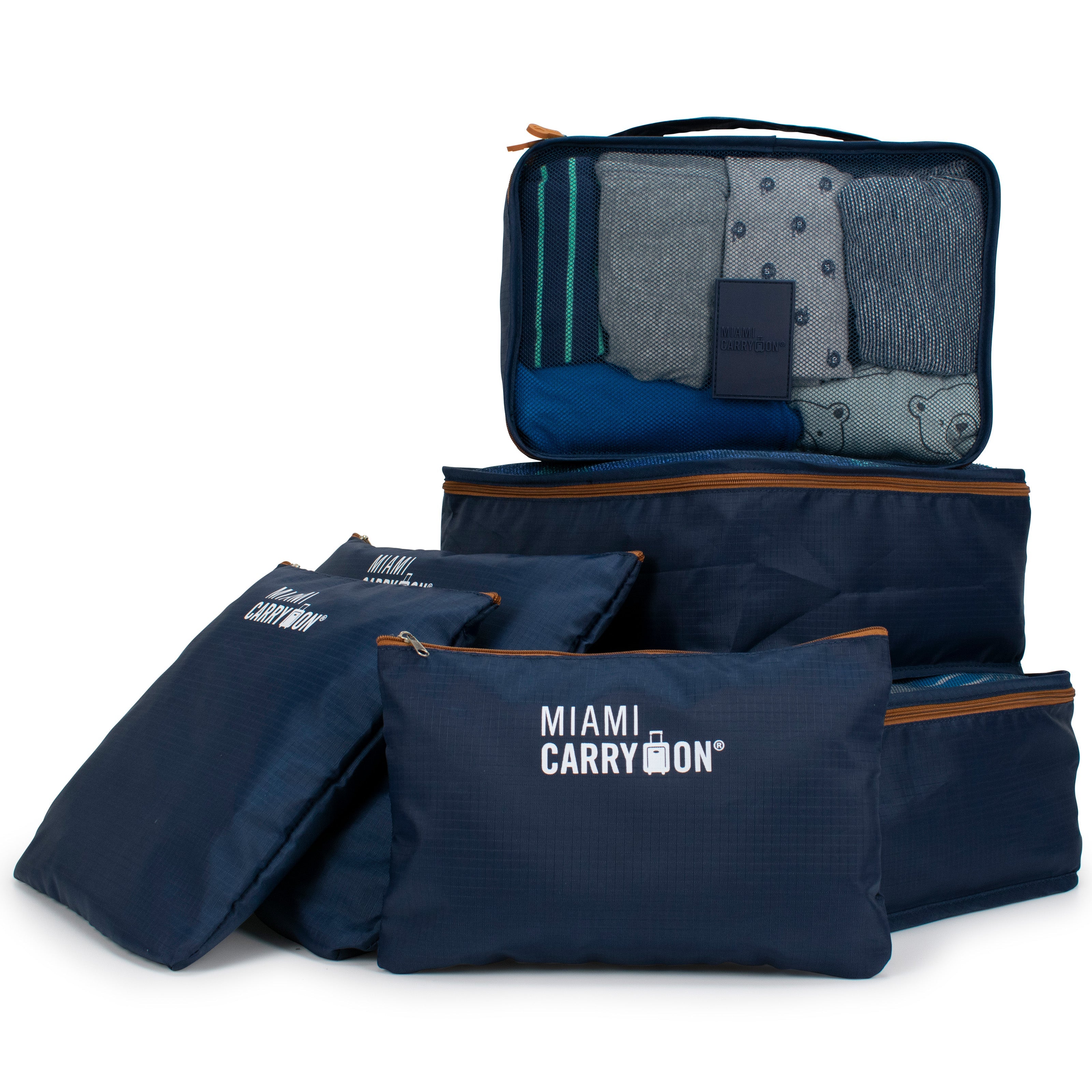 navy blue packing cubes 6 piece set