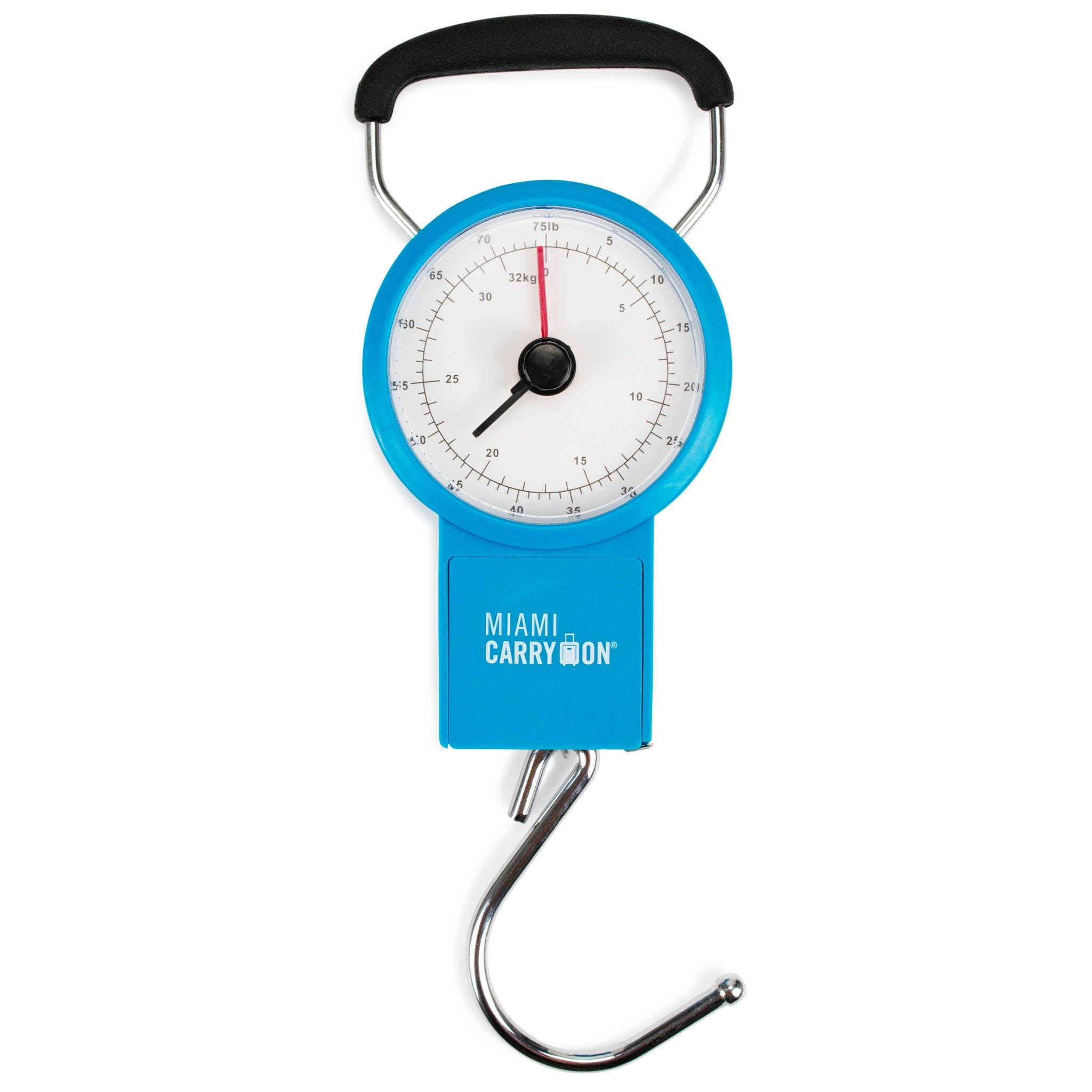 blue mechanical luggage scale