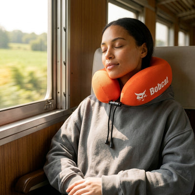 Ergonomic Waffle Memory Foam Travel Neck Pillow | Orange