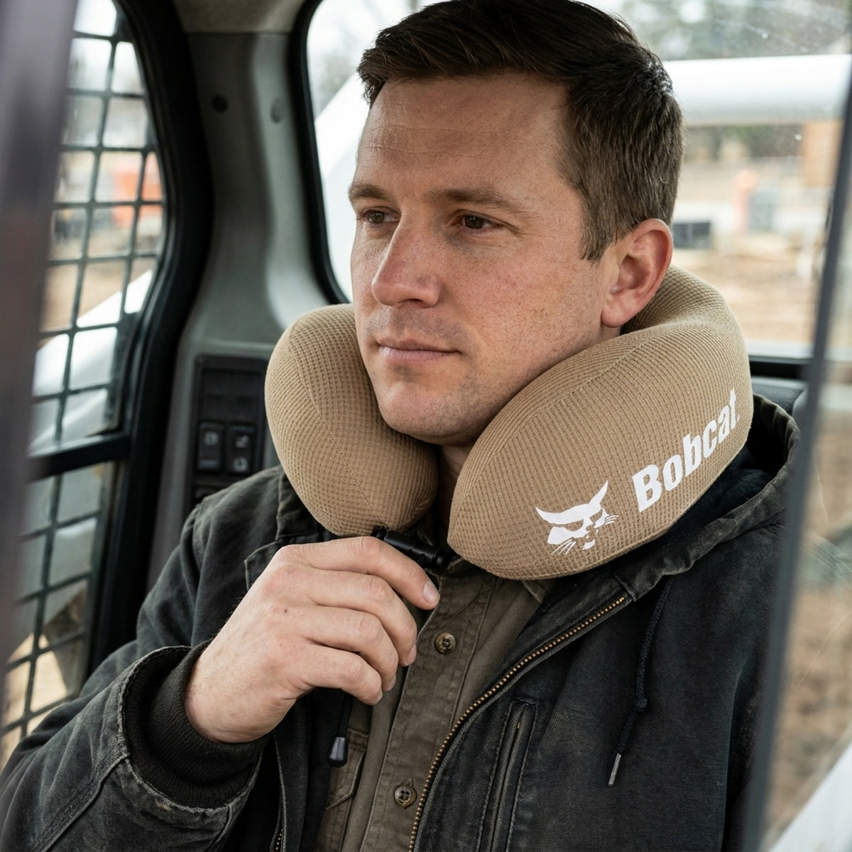 Ergonomic Waffle Memory Foam Travel Neck Pillow | Tan