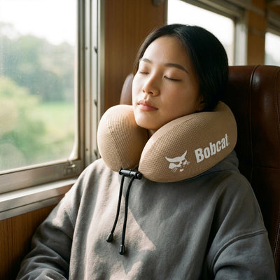 Ergonomic Waffle Memory Foam Travel Neck Pillow | Tan