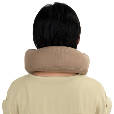 Ergonomic Waffle Memory Foam Travel Neck Pillow | Tan