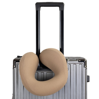 Ergonomic Waffle Memory Foam Travel Neck Pillow | Tan