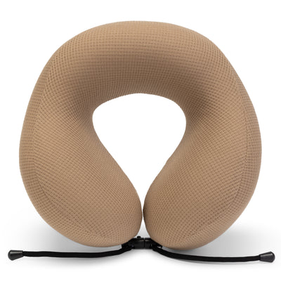 Ergonomic Waffle Memory Foam Travel Neck Pillow | Tan