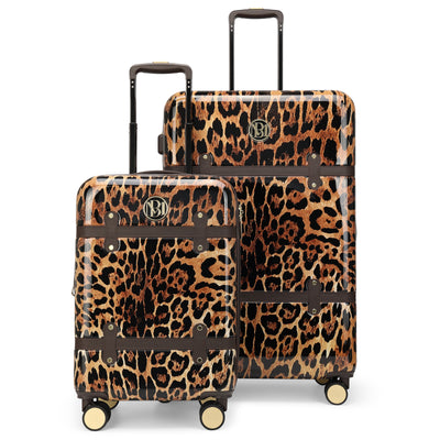 Leopard Lux 2 Piece Expandable Retro Luggage Set