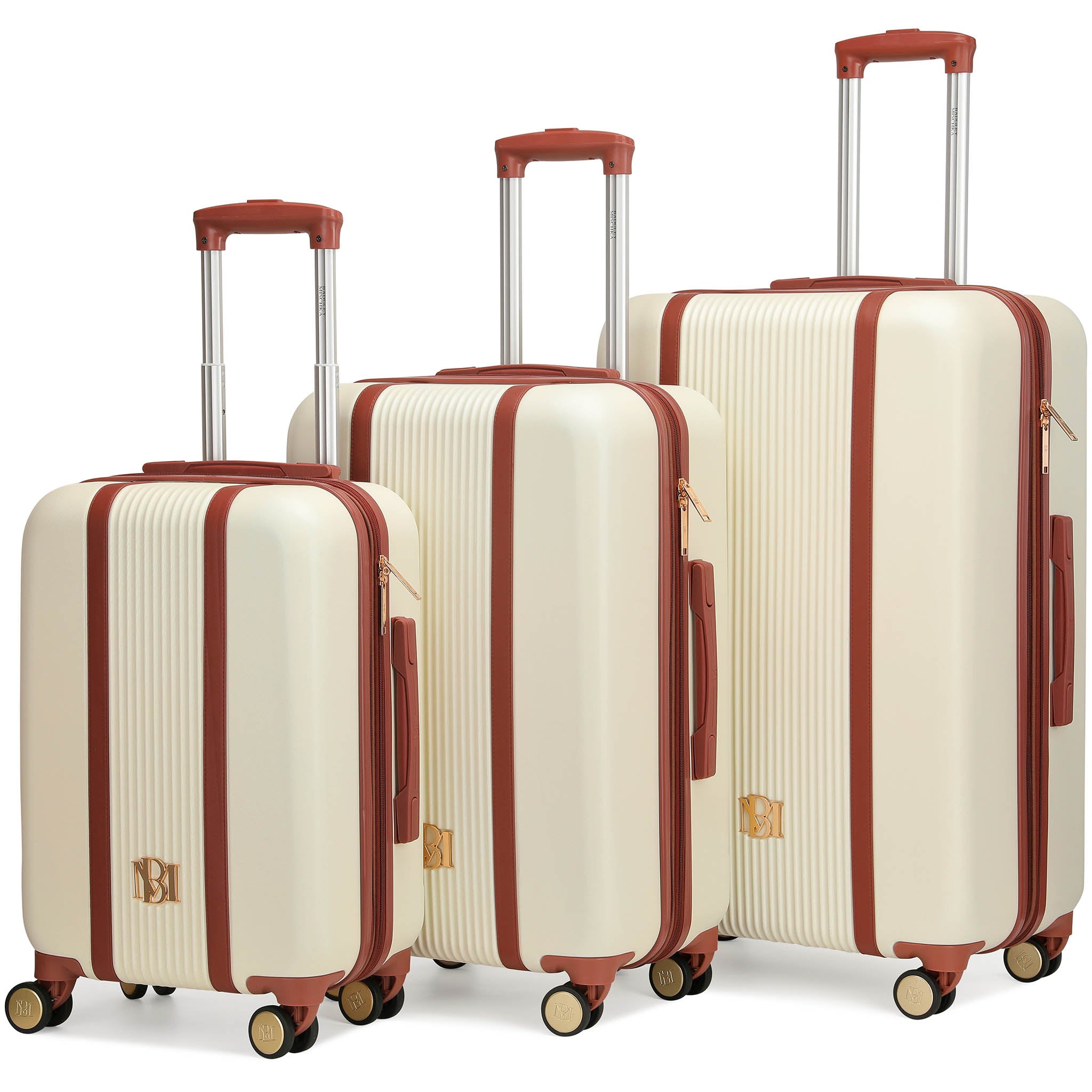 Badgley Mischka Mia 3 Piece Expandable Retro Luggage Set Champagne