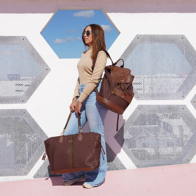 Eleganza Twill Monogram Weekender Tote Bag