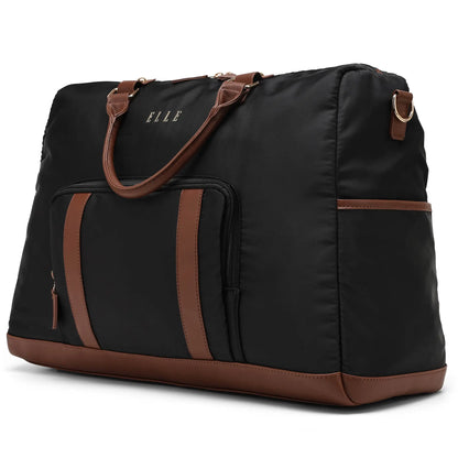 Luxe Journey 30L Twill and Vegan Leather Weekender Duffel Bag