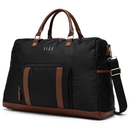 Luxe Journey 30L Twill and Vegan Leather Weekender Duffel Bag