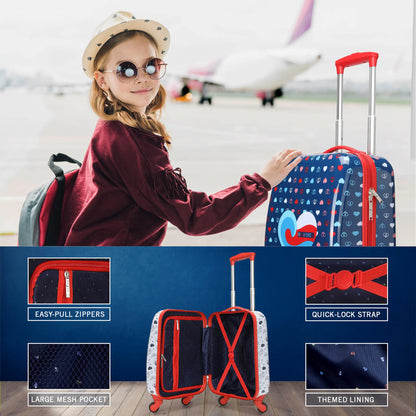 Kids Back to School 18" Carry-on Suitcase Set