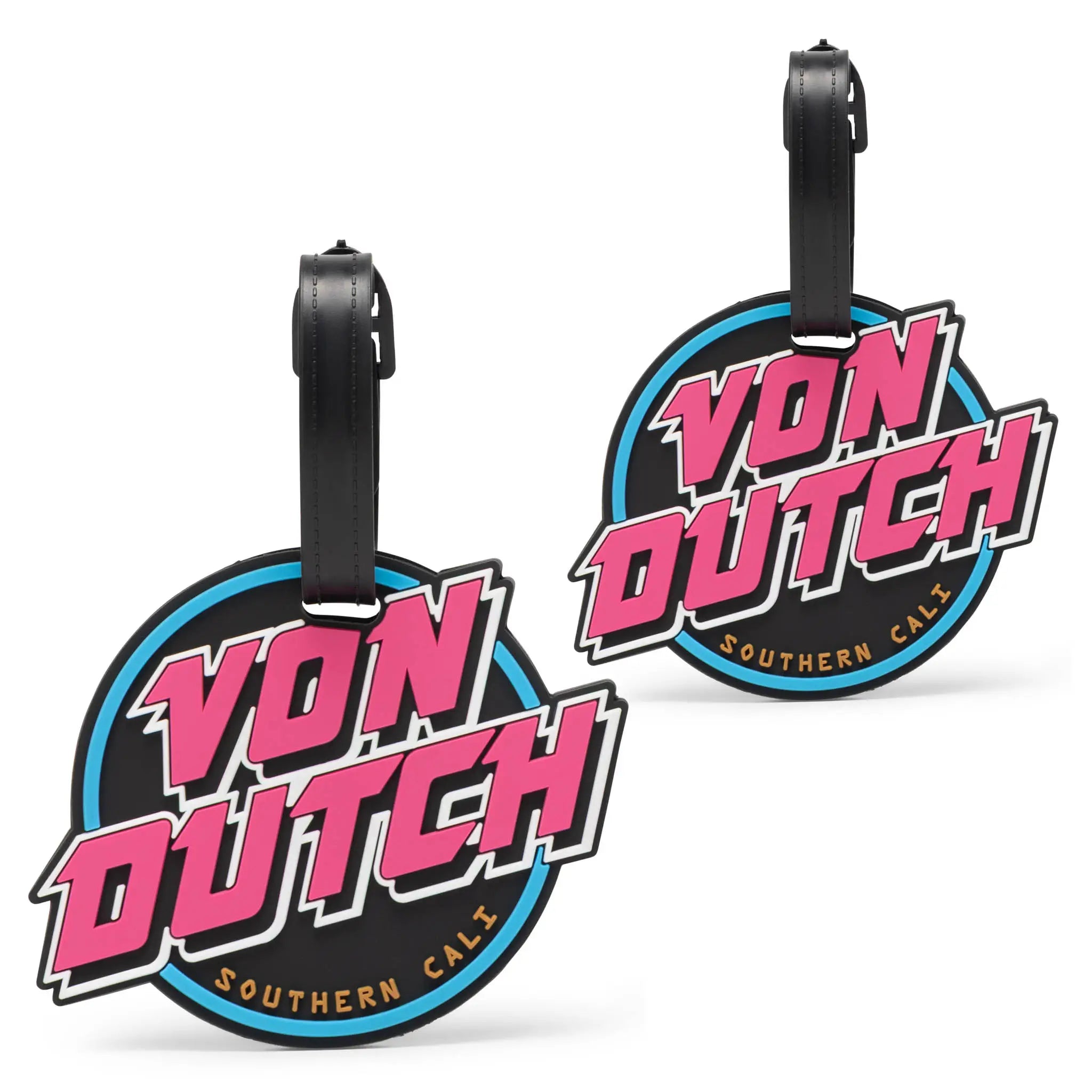 80s Neon 2-Piece Suitcase ID Tag Set with Adjustable Straps