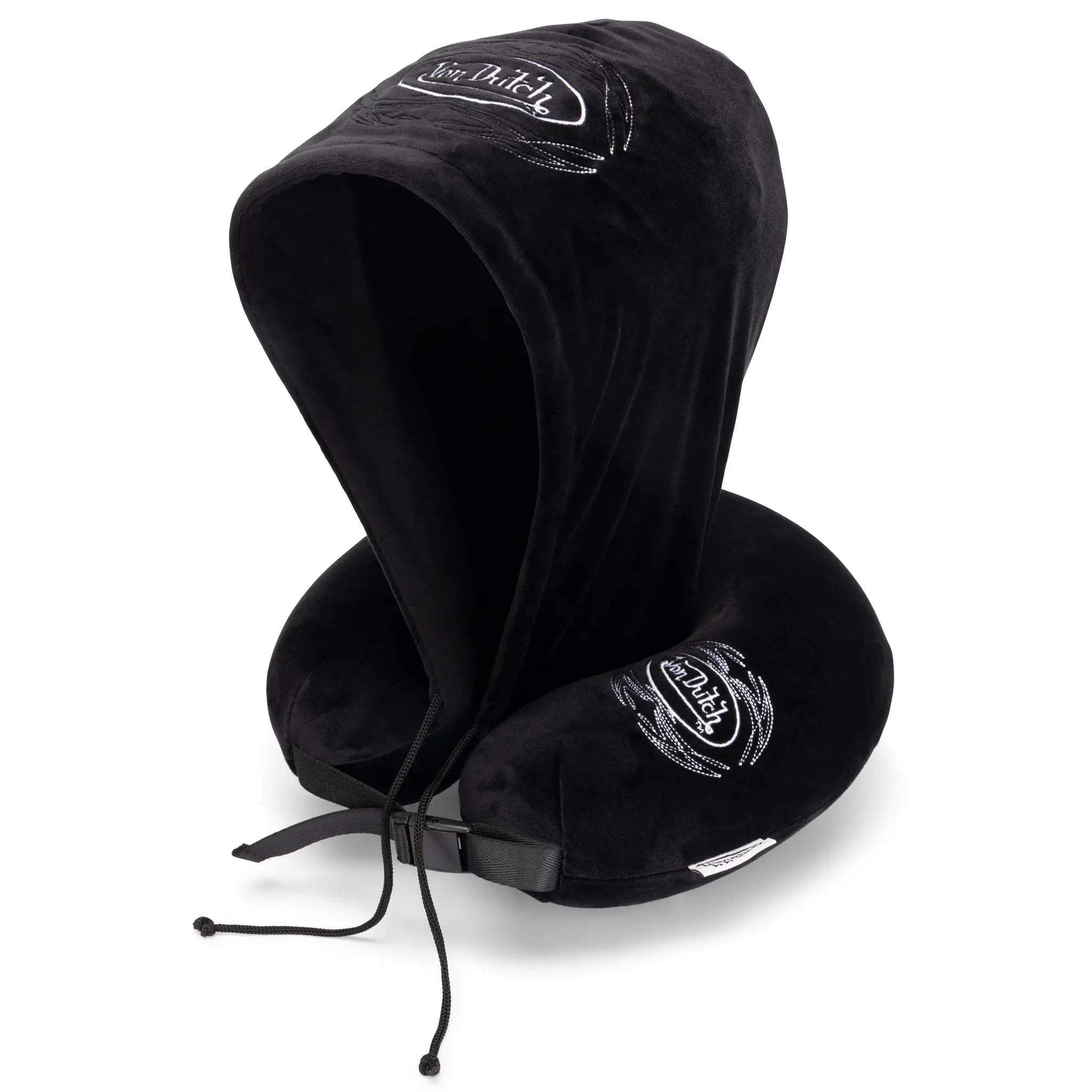 Pinstripe Hooded Memory Foam Travel Neck Pillow