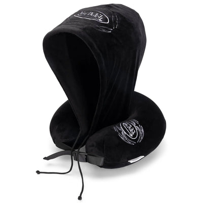 Pinstripe Hooded Memory Foam Travel Neck Pillow