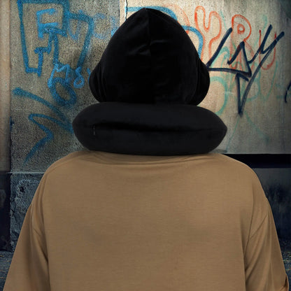 Pinstripe Hooded Memory Foam Travel Neck Pillow