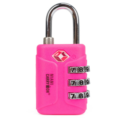 pink padlock TSA approved for luggage Miami Carry On